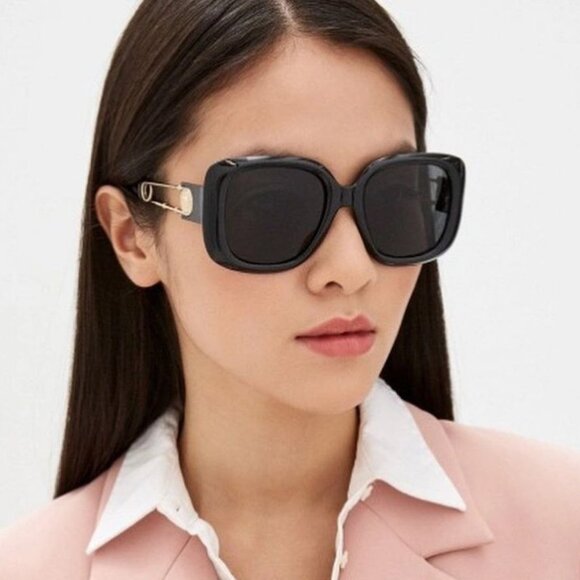 SALE! NEW Versace VE4411 GB1/87 Black Grey Square Women Sunglasses